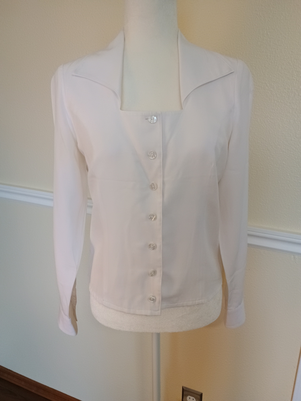 Vintage Handmade Fitted Blouse White